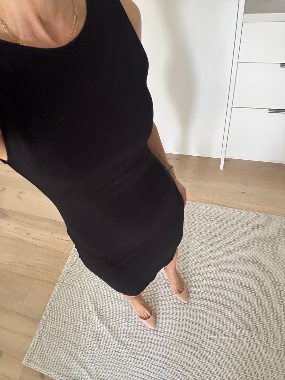 Helmut Lang Black Sleeveless Midi Sheath Dress